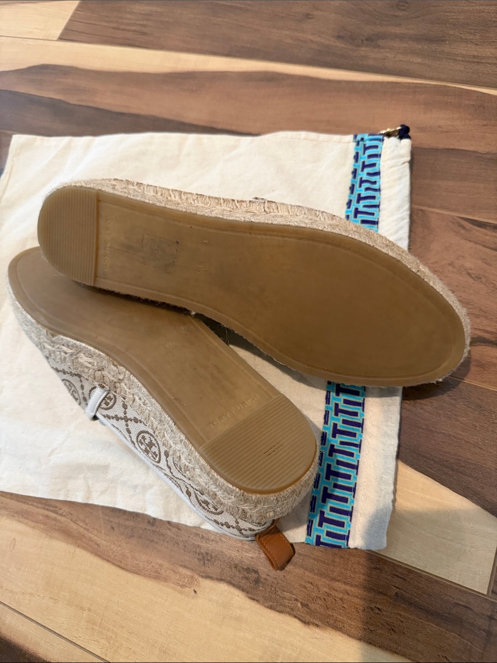 Tory Burch Beige Canvas Logo Espadrille Slip-Ons - Picture 6 of 9